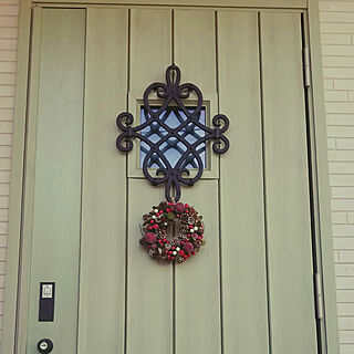 玄関/入り口/クリスマス/リース/玄関ドア LIXIL/緑の玄関ドアのインテリア実例 - 2018-11-22 13:55:40