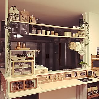 カウンターキッチンの棚のインテリア実例 ｜ RoomClip（ルームクリップ）