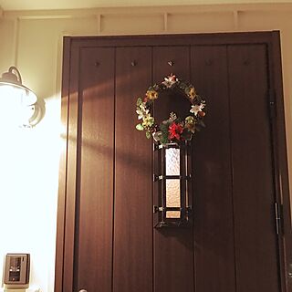 玄関/入り口/手作りリース/クリスマス/ハンドメイドのインテリア実例 - 2016-12-24 18:48:38