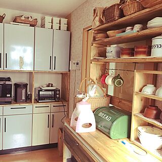 キッチン/DIY棚/1×4/アンティークワックス/食器棚改装したい...などのインテリア実例 - 2017-04-10 08:16:24