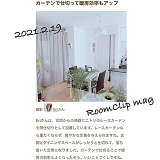 ダイニング/ニトリ/間仕切りカーテン/グリーンのある暮らし/RoomClip mag...などのインテリア実例 - 2021-02-20 13:30:59