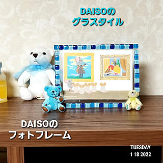 棚/わたしのハンドメイド 冬/DAISO雑貨/100均/フォトフレームアレンジ...などのインテリア実例 - 2022-01-18 14:23:57