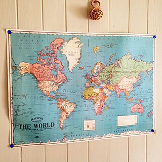 壁/天井/こども部屋/世界地図/私の家ではありません。/ホワイトインテリアのインテリア実例 - 2015-03-17 21:45:35