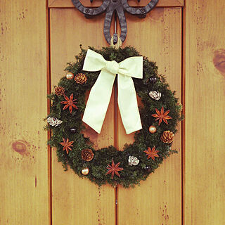 玄関/入り口/クリスマスリース手作り/クリスマスのインテリア実例 - 2018-12-06 15:18:09
