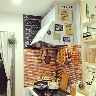 キッチン/新築一戸建て/カフェ風インテリアを目指して/マイホーム記録/レンガ風...などのインテリア実例 - 2016-07-10 21:55:07