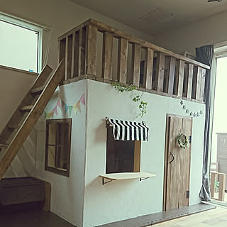 リビング/子供部屋&キッズスペース/キッズハウスDIY/セリア　フェイクグリーン/オーニング...などのインテリア実例 - 2018-05-30 15:10:30