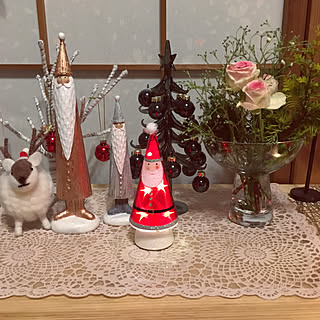 花のある暮らし+..・* ❁/ライトアップのサンタさん/クリスマス/にこあんど/フランフラン♡...などのインテリア実例 - 2020-12-17 19:55:35