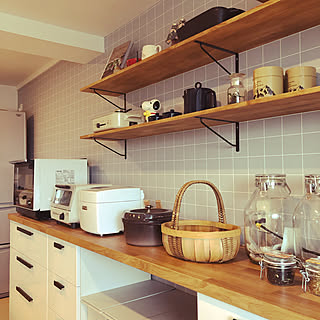 タイル風壁紙 リリカラのインテリア実例 Roomclip ルームクリップ