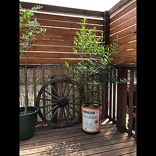 DIY/ウッドデッキ/車輪/鉢植え/オリーブの木...などのインテリア実例 - 2020-07-29 13:31:46