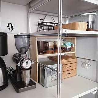 棚/コーヒーのある暮らし/子供と暮らす。/早寝・早起き・朝coffee/無印良品 壁に付けられる家具...などのインテリア実例 - 2023-03-28 07:08:16