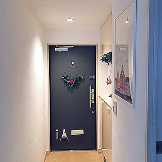 玄関/入り口/クリスマスリース 玄関ドア/IKEA リース/クリスマスのインテリア実例 - 2018-12-02 11:38:04