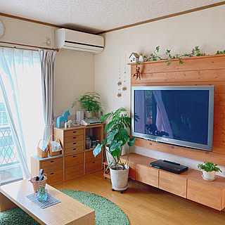 観葉植物のある暮らし/みどりのある暮らし/IKEAダーラナホース/無印良品スタッキングシェルフ/ニトリ円形ラグ...などのインテリア実例 - 2020-05-19 15:42:47