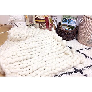 リビング/途中/編み物/chunky knit blanket/chunky yarn...などのインテリア実例 - 2016-12-09 22:57:25