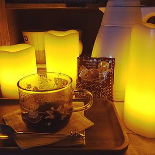 夜カフェ/カフェトレイ/紅茶/キャンドルライトのインテリア実例 - 2014-04-07 23:27:22