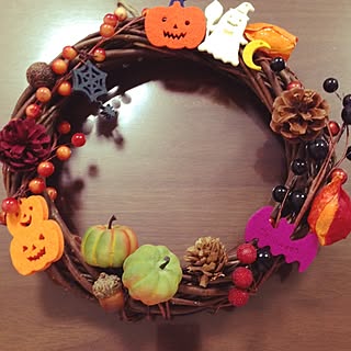 玄関/入り口/ハロウィン/100均/DIY/手作り...などのインテリア実例 - 2014-10-13 09:56:42