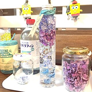 部屋全体/2017.7.18☔☁️☀️/紫陽花ドライって難しいと思う/ドライフラワー/DIY...などのインテリア実例 - 2017-07-18 08:45:20