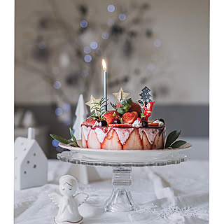 いちごのレアチーズケーキ/クリスマスケーキ/simple life/冬の楽しみ/handmade...などのインテリア実例 - 2021-12-24 16:08:29