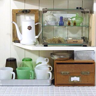 キッチン/DIY棚/ホーロー/古いもの/庭のお花...などのインテリア実例 - 2013-05-15 10:36:09