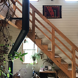 階段/キリム/土間リビング/植物のある暮らし/壁/天井のインテリア実例 - 2020-07-28 09:09:01