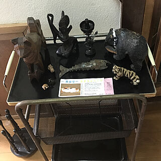 ニ住生活/熊谷守一展/娘が保育園で作った猫の焼物/ミニガラス細工猫/貝細工お魚栓抜き...などのインテリア実例 - 2018-02-06 09:55:28