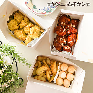 手抜きランチ/デリバリーランチ/ヤンニョムチキン/デリバリー/休日の過ごし方...などのインテリア実例 - 2021-07-10 16:05:00