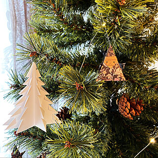 クリスマスディスプレイ/クリスマスツリー180cm/アンティークのある暮らし/無垢床パイン材/折り紙オーナメント...などのインテリア実例 - 2022-11-28 12:55:22