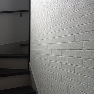 カフェ風 レンガ壁紙 白のおしゃれなインテリア 部屋 家具の実例 Roomclip ルームクリップ