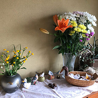 ガラス花瓶/和風の花瓶/ハンカチで作る薔薇/鳥の籠/鳥の置物...などのインテリア実例 - 2021-05-16 08:30:38