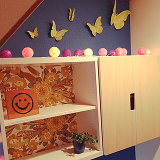 棚/ビンテージ壁紙/IKEAの棚/DIY/子ども部屋のインテリア実例 - 2016-01-27 07:11:50