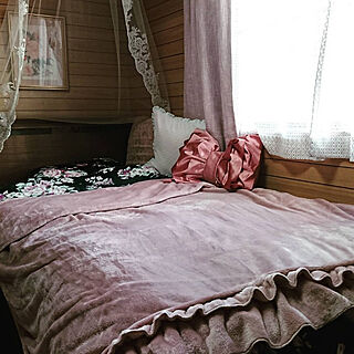 ベッド周り/ニトリ/ピンク/かわいい/フリル...などのインテリア実例 - 2022-09-21 13:37:10