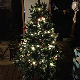 玄関/入り口/ウッドデッキ/クリスマスツリー/夜のツリー/LED電球...などのインテリア実例 - 2015-11-23 22:34:52