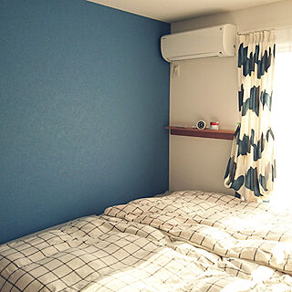 ベッド周り/無印良品/壁に付けられる家具/ニトリ/ブルー...などのインテリア実例 - 2017-12-11 13:20:46