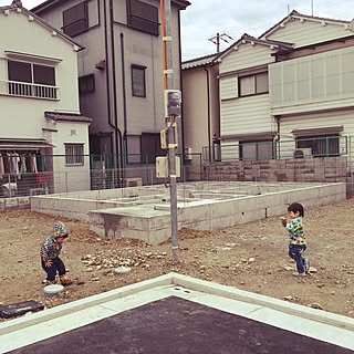 息子さん/3歳2ヵ月/マイホーム建設中/土台/基礎工事...などのインテリア実例 - 2016-02-14 23:40:35