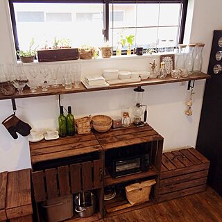 キッチン/木箱/IKEA/コーナン木材/DIY...などのインテリア実例 - 2015-02-23 11:42:31