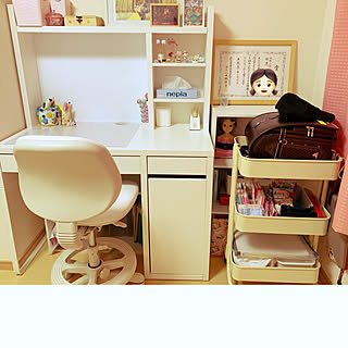 IKEAワゴン/小学生の部屋/小学生女の子の部屋/学習スペース/学習机...などのインテリア実例 - 2019-10-12 17:09:02