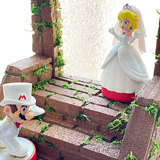 マリオ部屋/amiibo/アミーボ置き棚/スタイロフォームのオブジェ/スタイロフォームレンガ...などのインテリア実例 - 2020-08-24 19:20:31