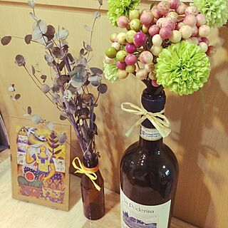 造花/ワインの瓶/テーブルの上のインテリア実例 - 2015-05-19 12:47:56