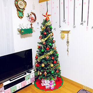 黒×ピンク/リビング　壁/マスキングテープ　壁/グリーン×レッド/Francfranc クリスマスツリー...などのインテリア実例 - 2021-11-06 21:25:46