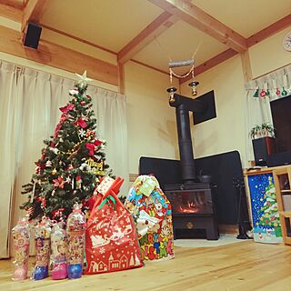 リビング/木の家/無垢材の床/クリスマスツリー180cm/onkyo...などのインテリア実例 - 2016-12-24 22:02:10