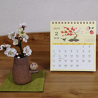 棚/カレンダー/庭の梅の花/季節の花のインテリア実例 - 2019-02-24 18:44:01