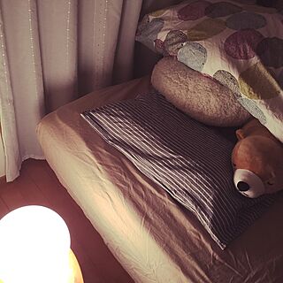 ベッド周り/照明/クマ/ベッド/一人暮らし...などのインテリア実例 - 2016-02-19 21:17:11