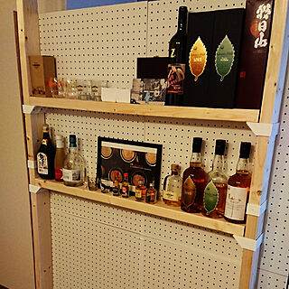 棚/お酒コーナー/ラブリコでDIY/ツーバイフォー材/有孔ボード収納...などのインテリア実例 - 2019-04-25 10:27:37