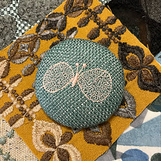ミナペルホネン・ハンドメイド☆インテリアマット・グリーン ふさわしかっ