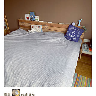 ベッド周り/シングルベッド2台/手作り/ヘッドボードDIY/青が好き...などのインテリア実例 - 2023-10-14 21:15:06