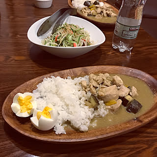 グリーンカレー/夜ご飯/アカシア食器/アカシア/賃貸インテリア...などのインテリア実例 - 2019-07-05 20:20:21