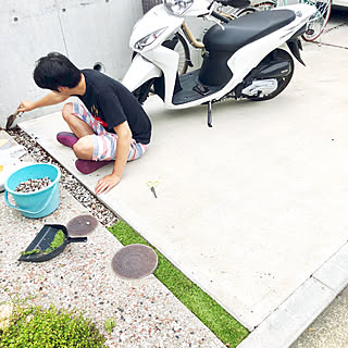 玄関/入り口/セリア/人工芝/目地/駐車場のインテリア実例 - 2018-07-07 14:10:20