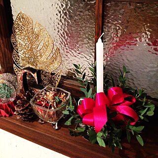 棚/クリスマス/植物/手作り/キャンドル飾りのインテリア実例 - 2014-11-18 20:30:32