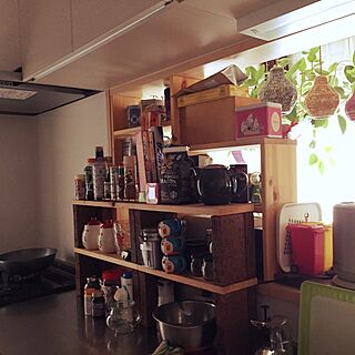 キッチン/レンガ/DIY/一人暮らし/調味料のインテリア実例 - 2016-08-28 15:04:50