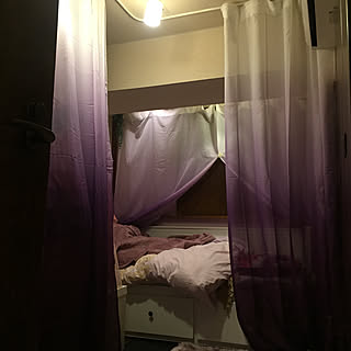 築32年/紫のカーテン/IKEA/ベッド周りのインテリア実例 - 2021-03-14 20:52:38