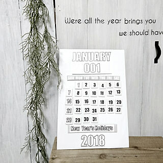 カレンダー/ハンドメイド/万年カレンダー/グレー×ホワイト/フェイクグリーン...などのインテリア実例 - 2018-01-16 15:04:40